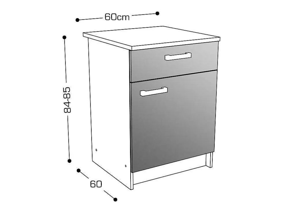 Vente-unique Armários De Cozinha, 1 Móvel Baixo E 1 Móvel Alto, 2 Portas E 1 Gaveta Cor Natural E Preto - Trattoria* Móvel De Cozinha
