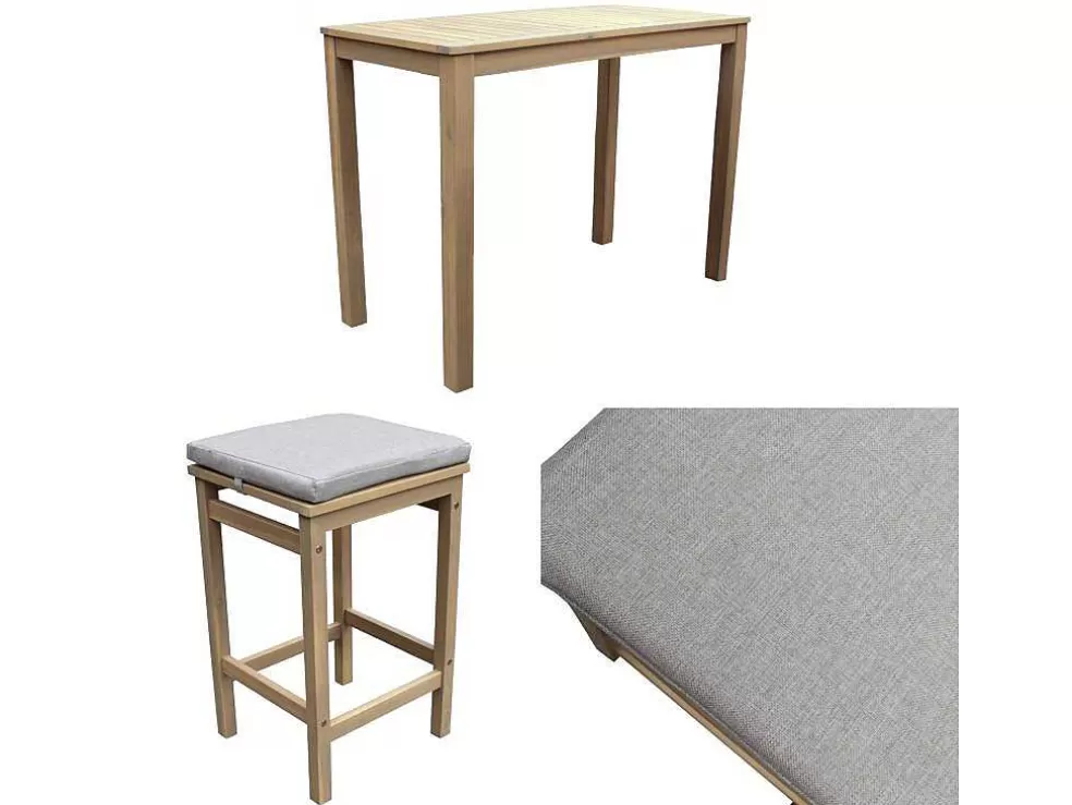 Happy Garden Aruba Mesa De Pe De 4 Lugares Em Acacia - Almofadas De Areia* Conjunto Mesa E Cadeiras De Jardim