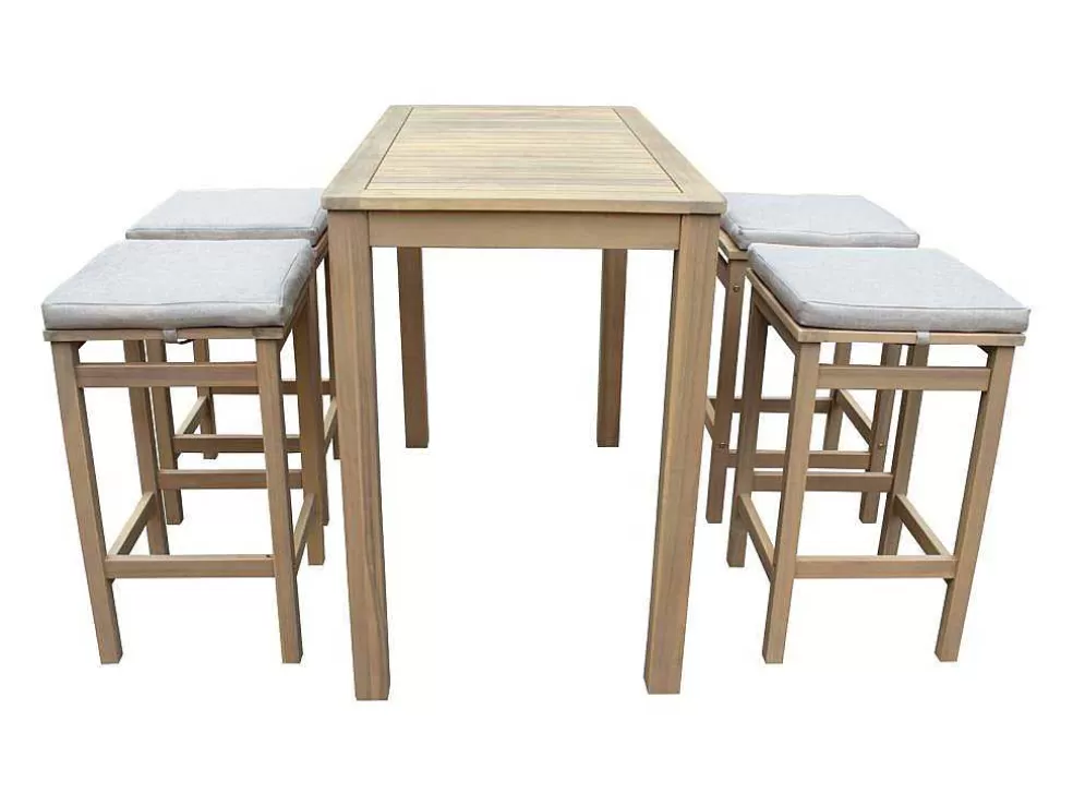 Happy Garden Aruba Mesa De Pe De 4 Lugares Em Acacia - Almofadas De Areia* Conjunto Mesa E Cadeiras De Jardim