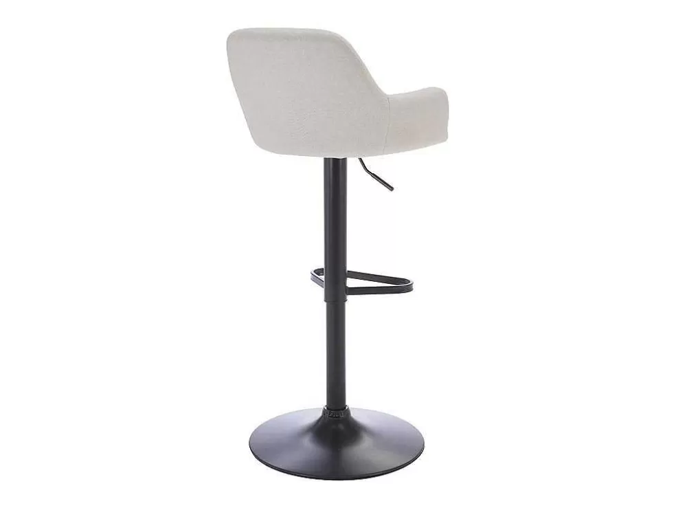 Vente-unique Banco Alto Tecido E Metal Preto, Altura Ajustavel, Cor Creme - Eleana* Bancos De Bar