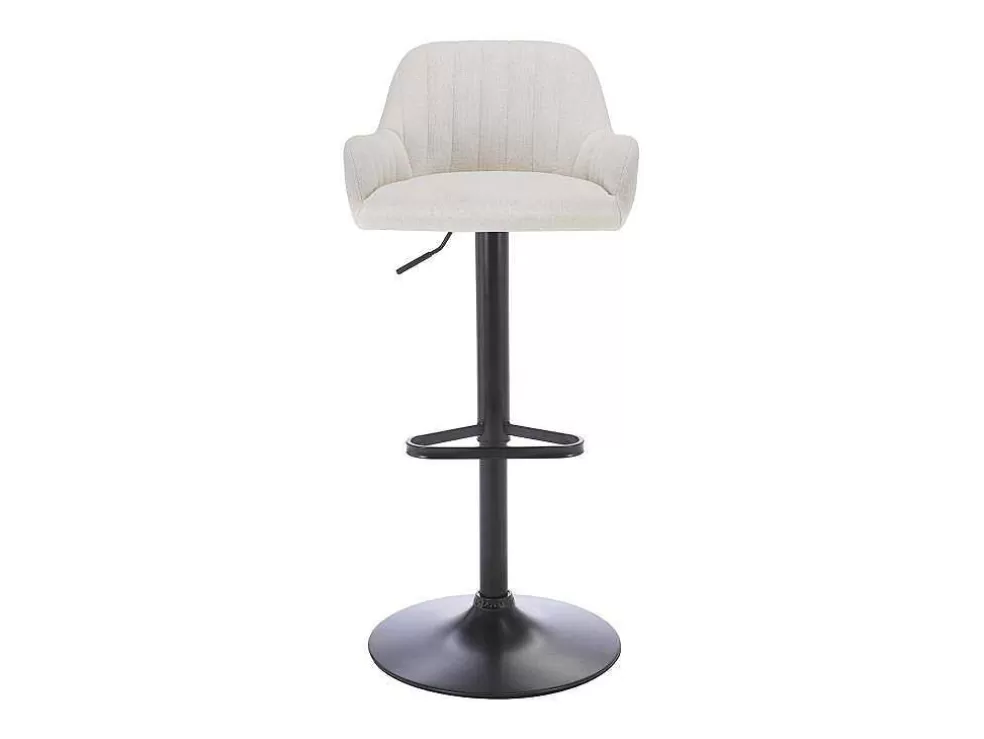 Vente-unique Banco Alto Tecido E Metal Preto, Altura Ajustavel, Cor Creme - Eleana* Bancos De Bar