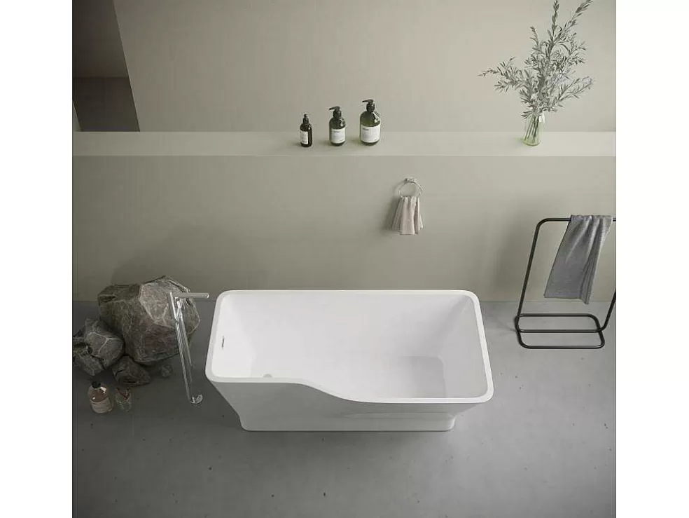 Shower & Design Banheira Clássica Assimetrica 265 L, 170 X 80 X 58 Cm, Acrilico Branco - Scriba* Banheira De Pousar