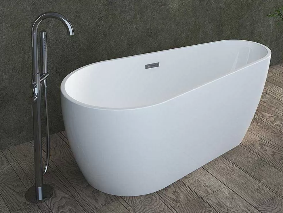 Vente-unique Banheira Clássica Assimetrica De 240 L Dimensoes 160 X 80 X 59 Cm Cor Branco Em Acrilico - Lepine* Banheira De Pousar