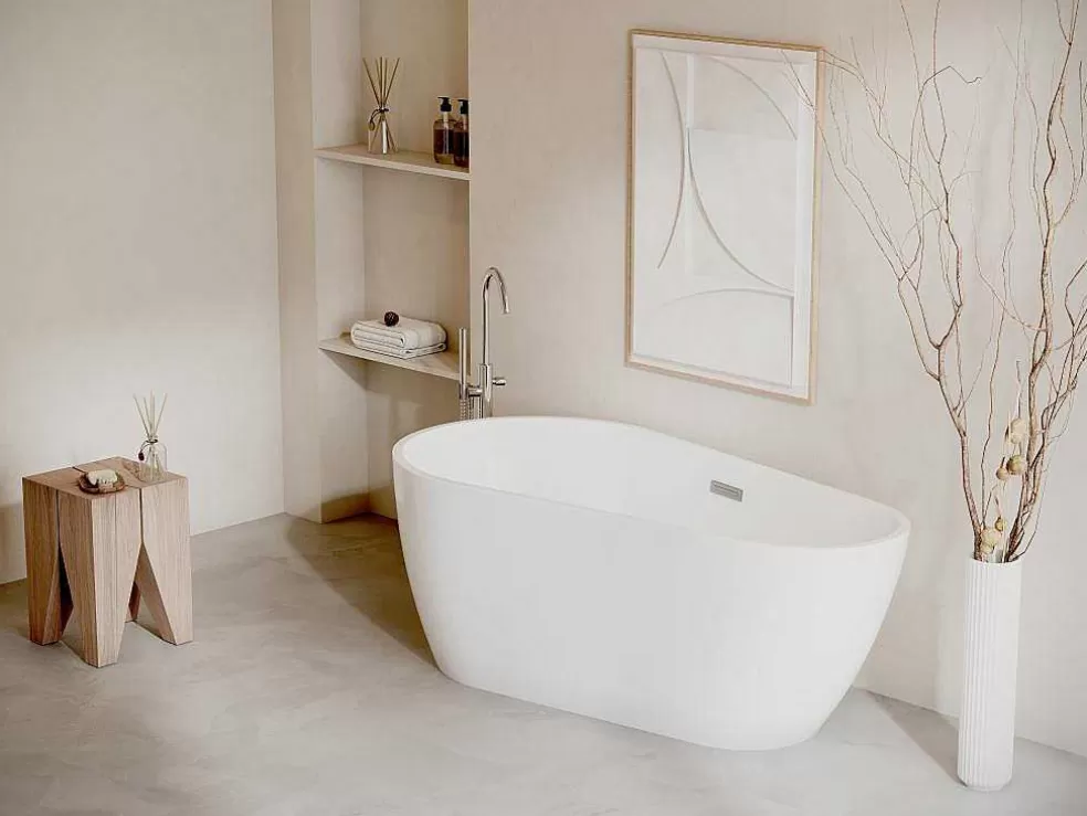 Vente-unique Banheira Clássica Assimetrica De 240 L Dimensoes 160 X 80 X 59 Cm Cor Branco Em Acrilico - Lepine* Banheira De Pousar