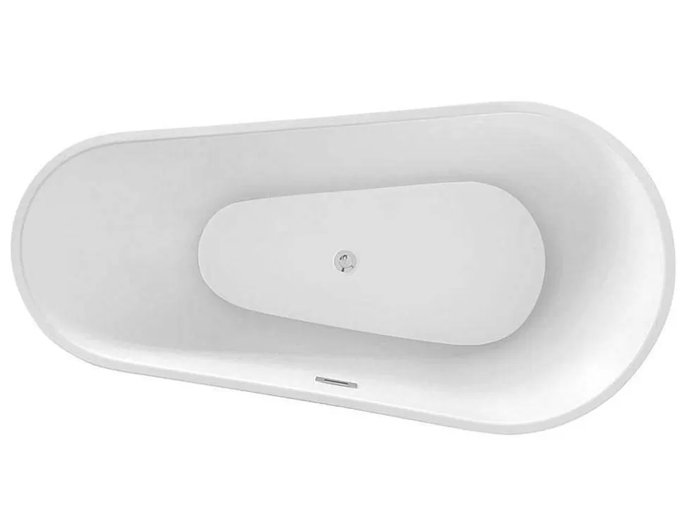 Vente-unique Banheira Clássica Assimetrica De 240 L Dimensoes 160 X 80 X 59 Cm Cor Branco Em Acrilico - Lepine* Banheira De Pousar