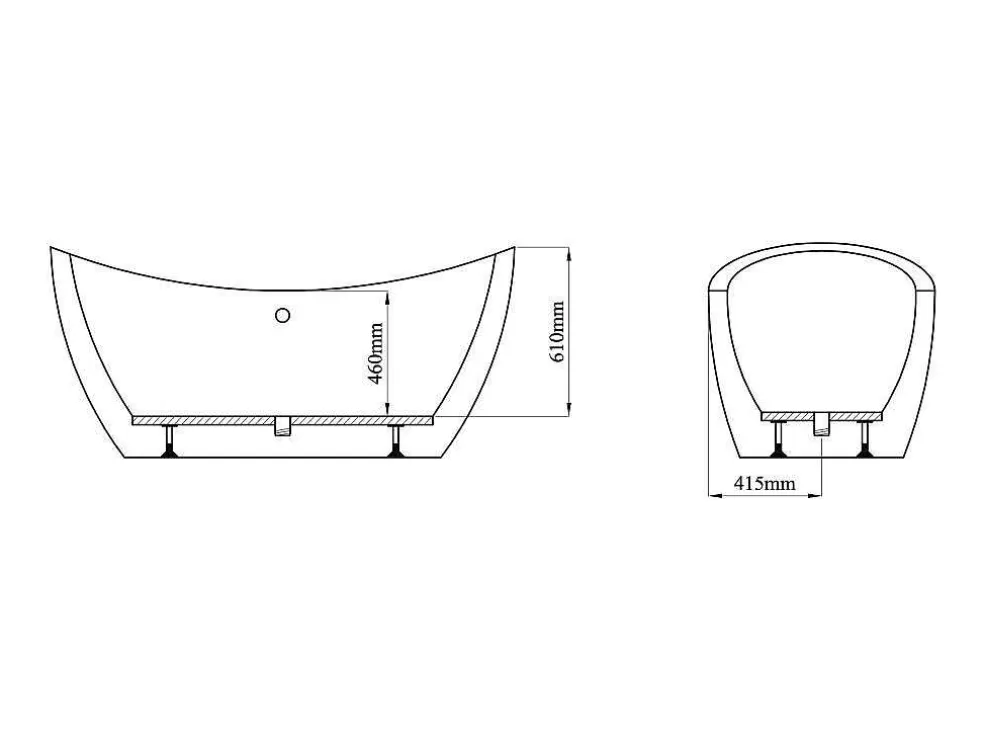 Shower & Design Banheira Clássica Design Alda - 1 Péssoa - 83X170X77Cm - 180 L* Banheira De Pousar