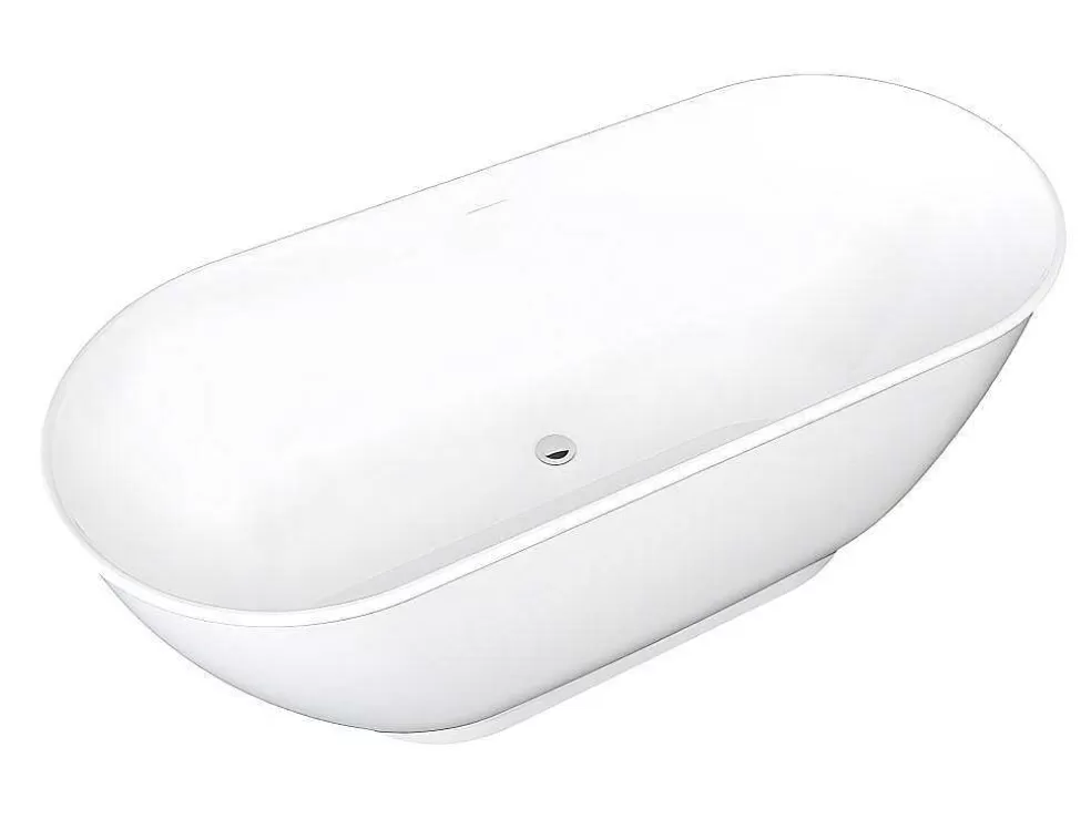 Shower & Design Banheira Clássica Oval 210 L, 150 X 74 X 57 Cm Braco Acrilico - Mobula* Banheira De Pousar