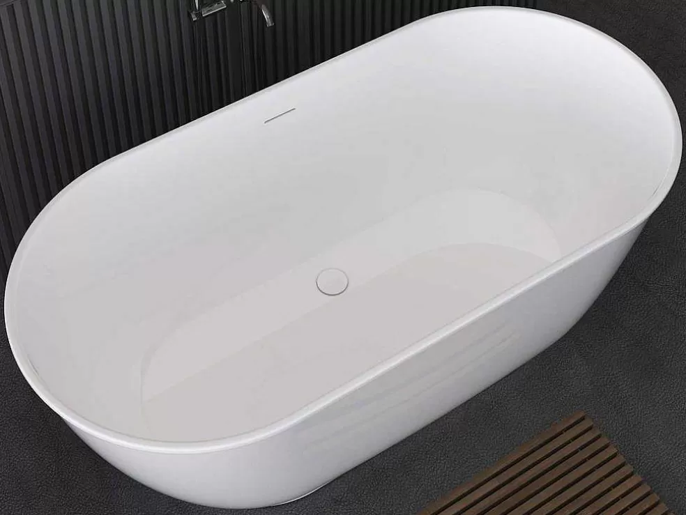 Shower & Design Banheira Clássica Oval 210 L, 150 X 74 X 57 Cm Braco Acrilico - Mobula* Banheira De Pousar