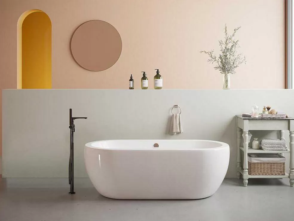 Shower & Design Banheira Clássica Oval 200 L, 170 X 80 X 58 Cm Cor Branca Em Acrilico - Neptuna* Banheira De Pousar