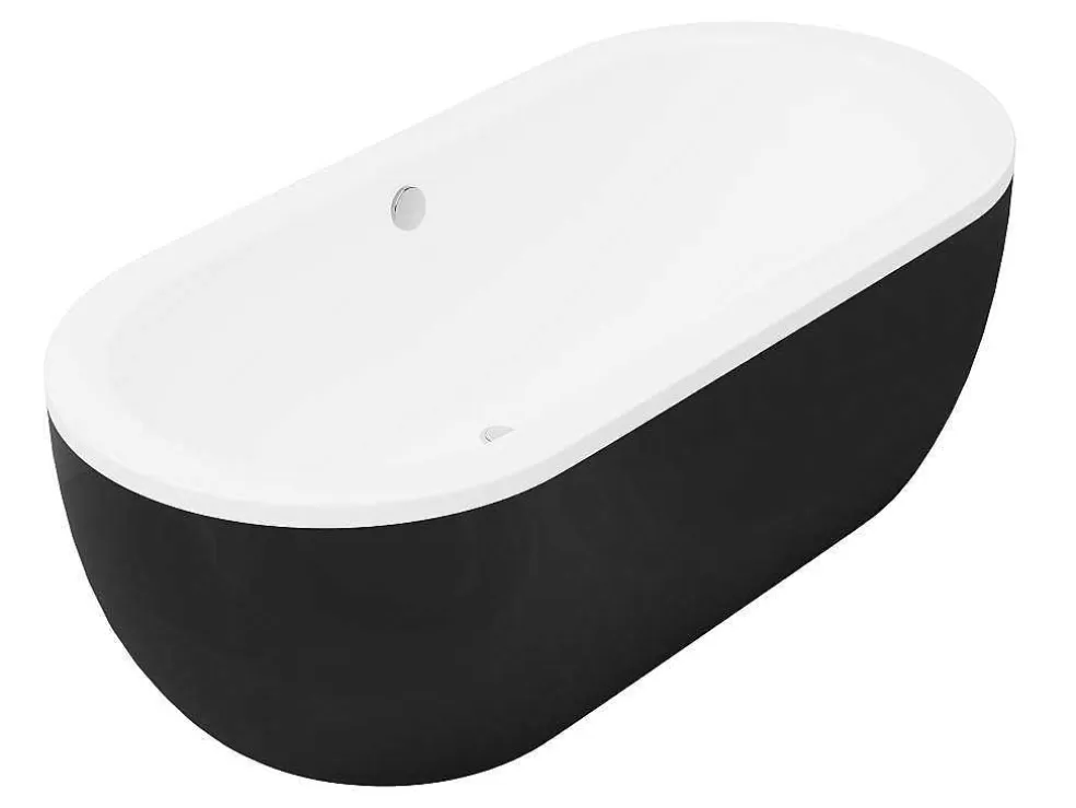 Shower & Design Banheira Clássica Oval 200 L, 170 X 80 X 58 Cm Cor Preta Em Acrilico - Neptuna* Banheira De Pousar