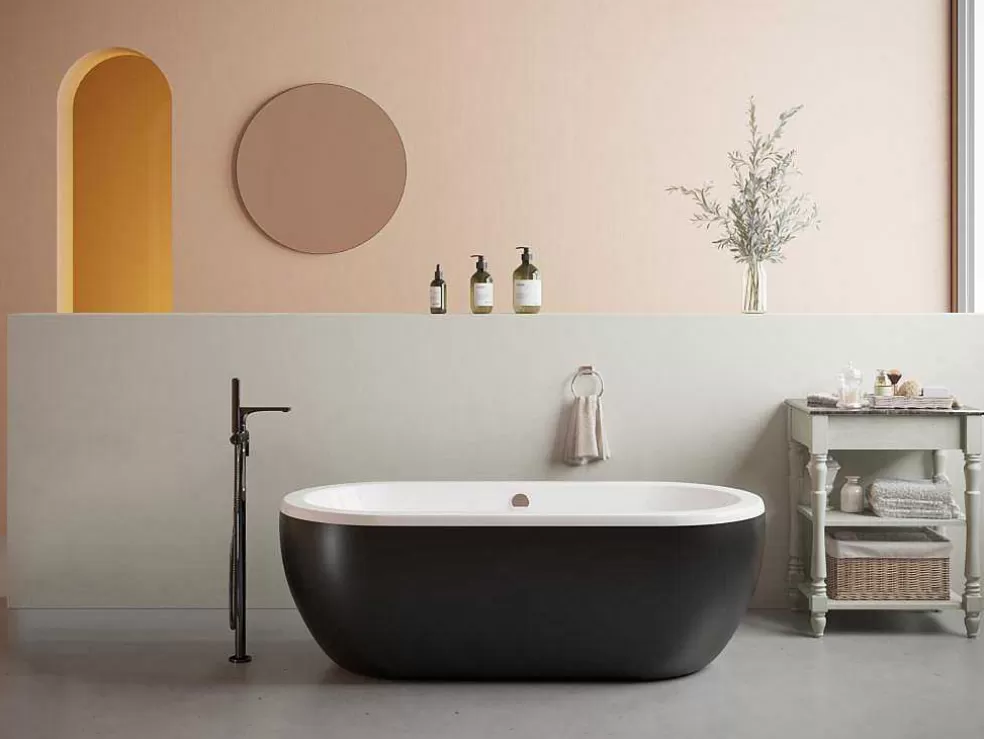 Shower & Design Banheira Clássica Oval 200 L, 170 X 80 X 58 Cm Cor Preta Em Acrilico - Neptuna* Banheira De Pousar