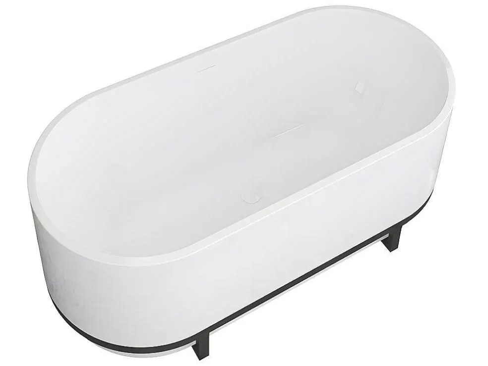 Shower & Design Banheira Clássica Oval Com Decoração Em Metal De 230 L, Dimensoes 160 X 75 X 60 Cm Cor Branco Em Acrilico - Pleco* Banheira De Pousar
