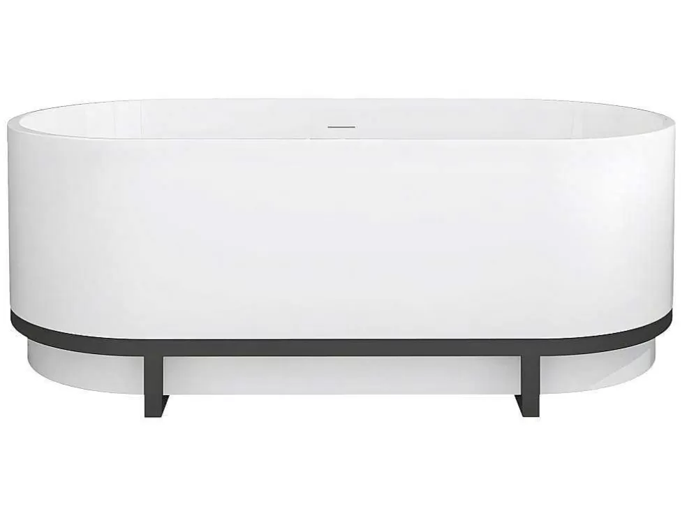 Shower & Design Banheira Clássica Oval Com Decoração Em Metal De 230 L, Dimensoes 160 X 75 X 60 Cm Cor Branco Em Acrilico - Pleco* Banheira De Pousar
