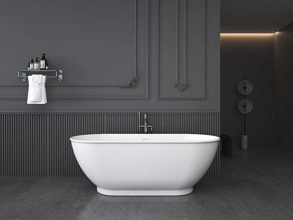 Shower & Design Banheira Clássica Oval De 240 L Dimensoes 170 X 75 X 60 Cm Cor Branco Em Acrilico - Mobula* Banheira De Pousar