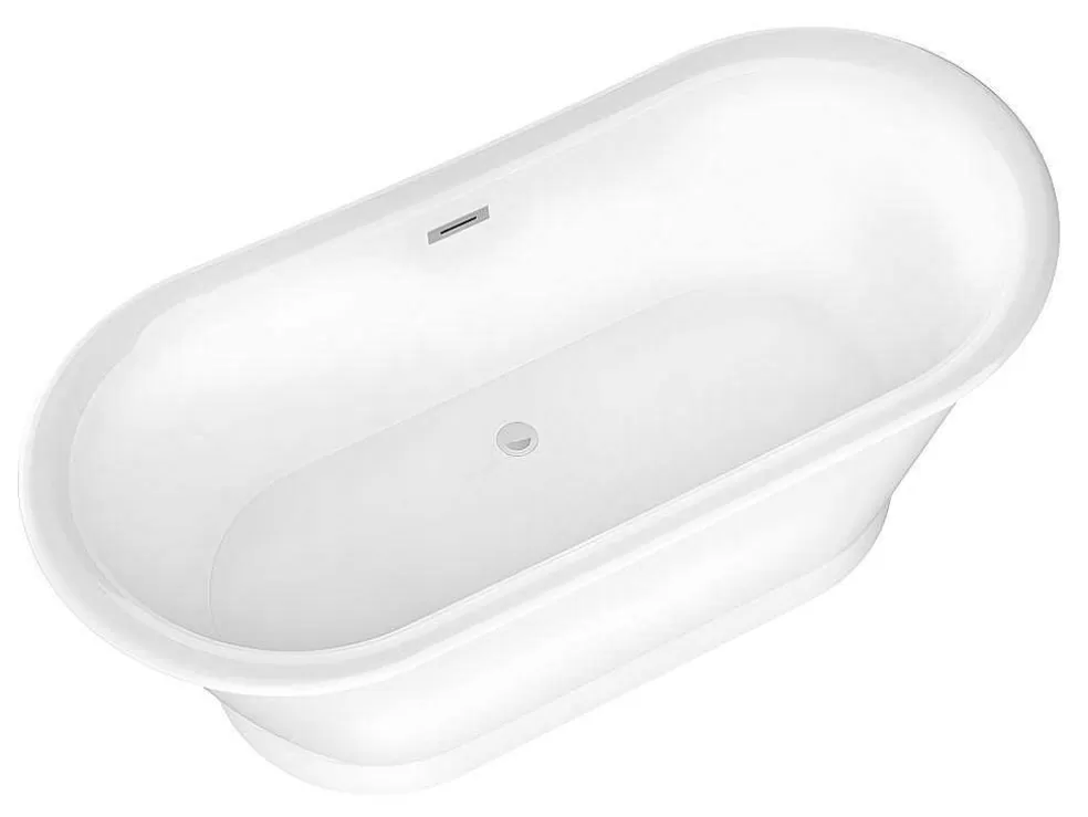 Shower & Design Banheira Clássica Oval Estilo Retro De 180 L, Dimensoes 150 X 74 X 63 Cm Cor Branco Em Acrilico - Pelmato* Banheira De Pousar