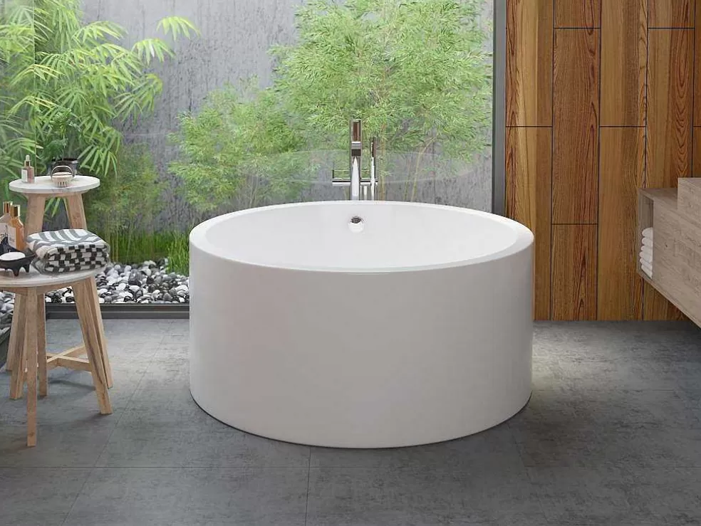 Shower & Design Banheira Clássica Redonda 165 L 130 X 130 X 58 Cm Branco Acrilico - Laguno* Banheira De Pousar