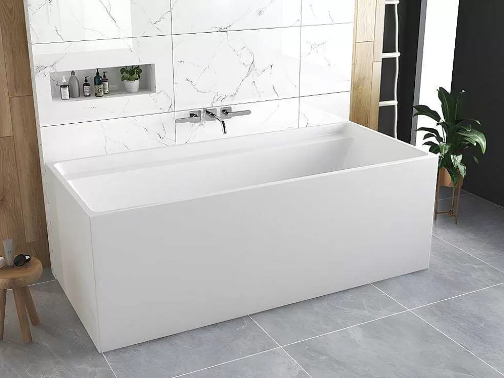 Shower & Design Banheira Clássica Retangular De 280 L Dimensoes 170 X 75 X 60 Cm Cor Branco Em Acrilico - Aspius* Banheira De Pousar