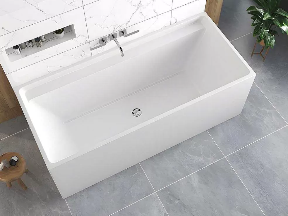 Shower & Design Banheira Clássica Retangular De 280 L Dimensoes 170 X 75 X 60 Cm Cor Branco Em Acrilico - Aspius* Banheira De Pousar