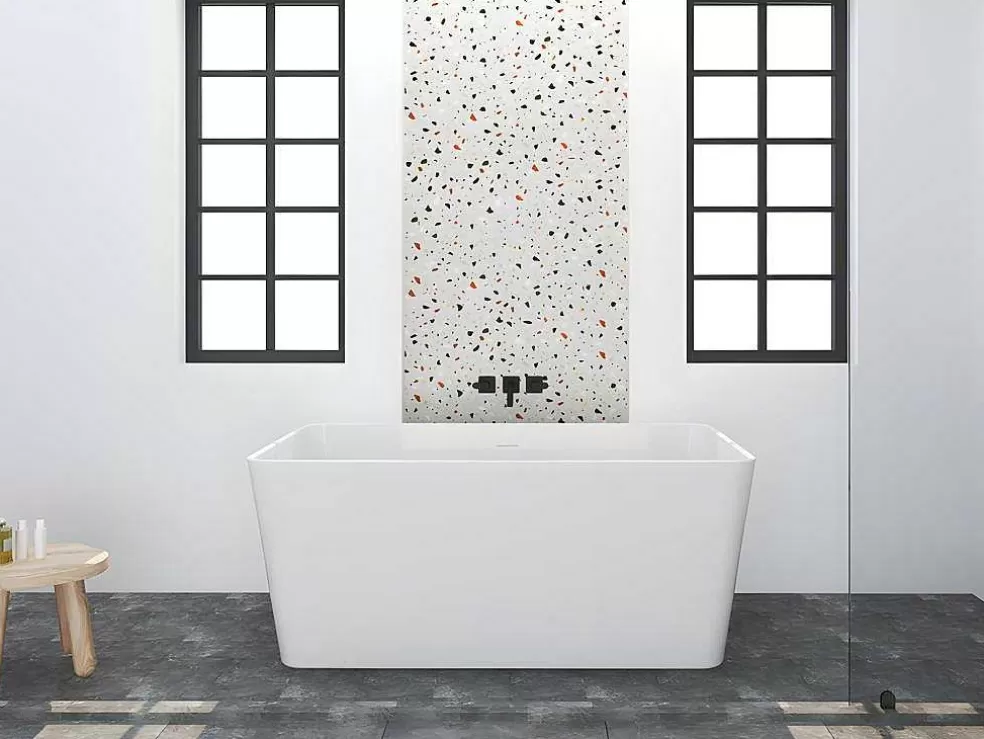 Shower & Design Banheira Clássica Retangular De 197 L Dimensoes 130 X 70 X 55 Cm Cor Branco Em Acrilico - Spicara* Banheira De Pousar