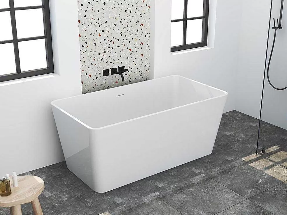 Shower & Design Banheira Clássica Retangular De 197 L Dimensoes 130 X 70 X 55 Cm Cor Branco Em Acrilico - Spicara* Banheira De Pousar
