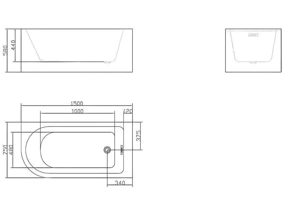 Shower & Design Banheira De Canto 201 L, 150 X 75 X 58 Cm Branca, Canto Direito - Anika* Promoções Casa De Banho & Bem-Estar