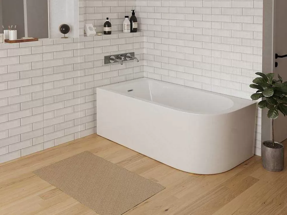 Shower & Design Banheira De Canto 201 L, 150 X 75 X 58 Cm Branca, Canto Esquerdo - Anika* Banheira De Canto
