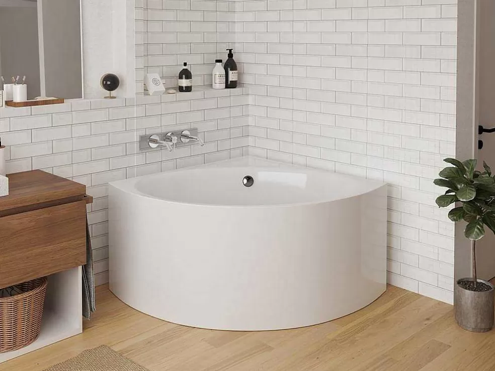 Shower & Design Banheira De Canto 198 L 120 X 120 X 63 Cm Branco Acrilico - Cobitis* Banheira De Canto