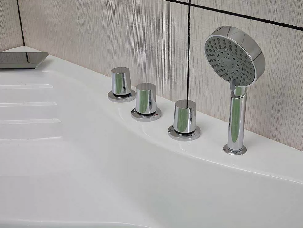 Shower & Design Banheira De Canto De Hidromassagem Com Sistema De Cascata Aglena - 2 Lugares - 350 L - 150*150*60 Cm* Banheira De Hidromassagem