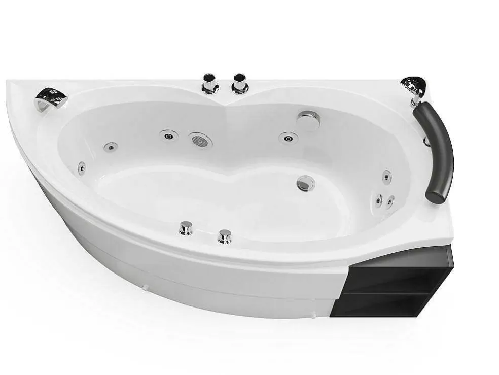 Shower & Design Banheira De Hidromassagem Assimetrica Branca Com Nichos, 1 Lugar, 150X100 Cm, Canto Direito - Luana* Banheira De Hidromassagem