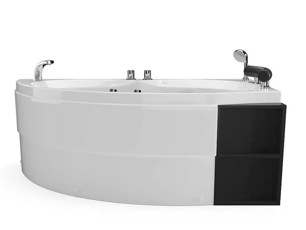 Shower & Design Banheira De Hidromassagem Assimetrica Branca Com Nichos, 1 Lugar, 150X100 Cm, Canto Direito - Luana* Banheira De Hidromassagem