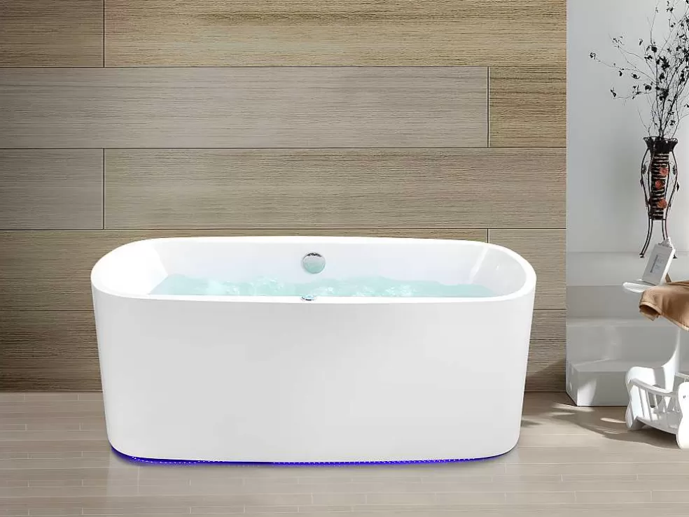 Shower & Design Banheira De Hidromassagem Com Leds Sirgao - 1 Péssoa - 155L - 75X150 Cm - Preta* Banheira De Pousar