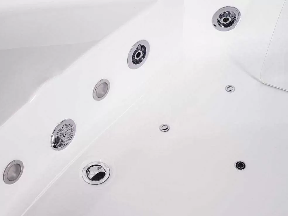 Shower & Design Banheira De Hidromassagem De Canto Vidrada Ethra - Para 1 Péssoa - 150 X 150 X A57 Cm - Branca* Banheira De Hidromassagem