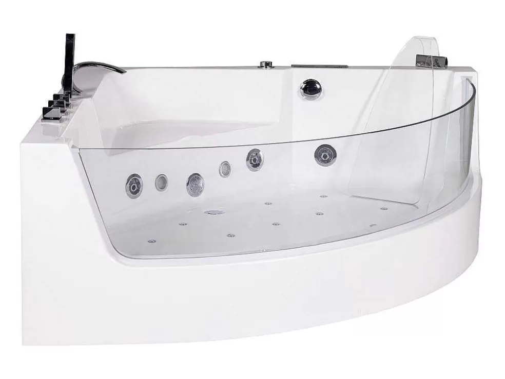 Shower & Design Banheira De Hidromassagem De Canto Vidrada Ethra - Para 1 Péssoa - 150 X 150 X A57 Cm - Branca* Banheira De Hidromassagem