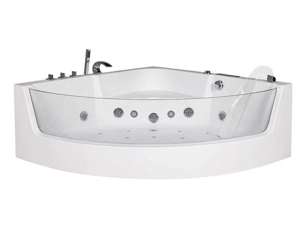 Shower & Design Banheira De Hidromassagem De Canto Vidrada Ethra - Para 1 Péssoa - 150 X 150 X A57 Cm - Branca* Banheira De Hidromassagem