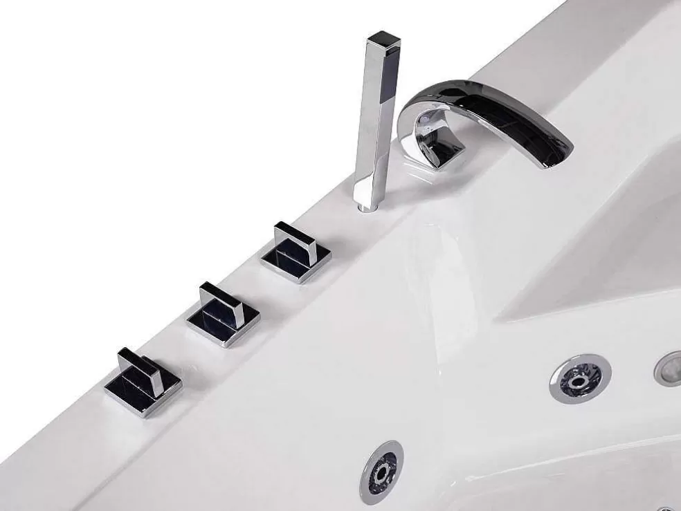 Shower & Design Banheira De Hidromassagem De Canto Vidrada Ethra - Para 1 Péssoa - 150 X 150 X A57 Cm - Branca* Banheira De Hidromassagem