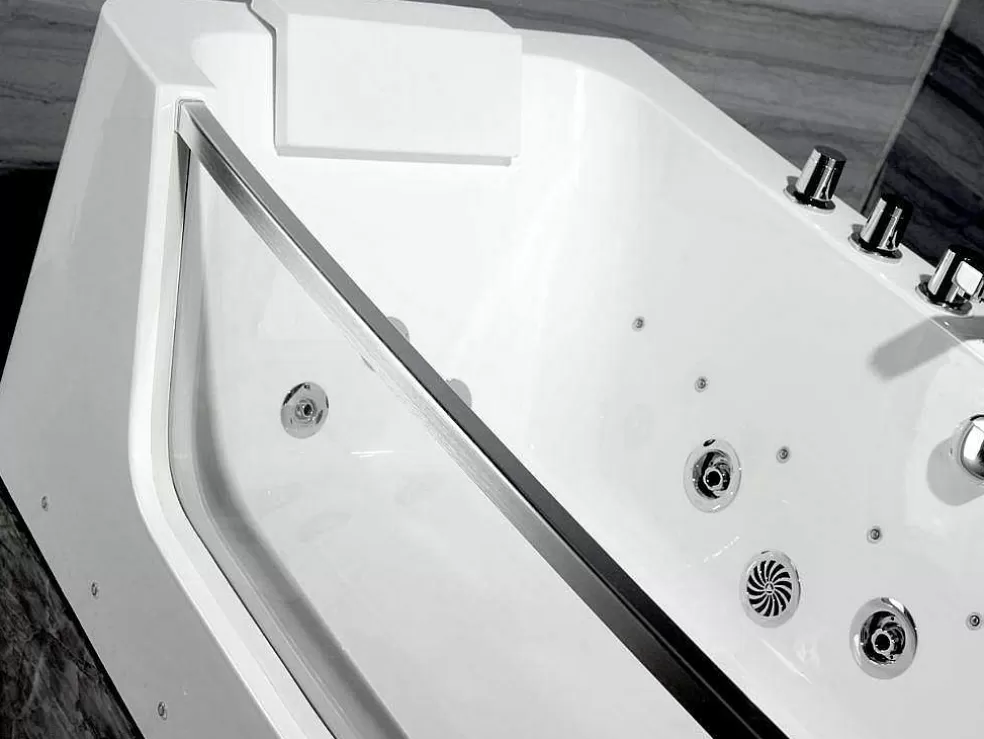 Shower & Design Banheira De Hidromassagem De Vidro Com Leds Dyona - 1 Péssoa - 260L - 170X85X58 Cm - Branco* Banheira De Hidromassagem