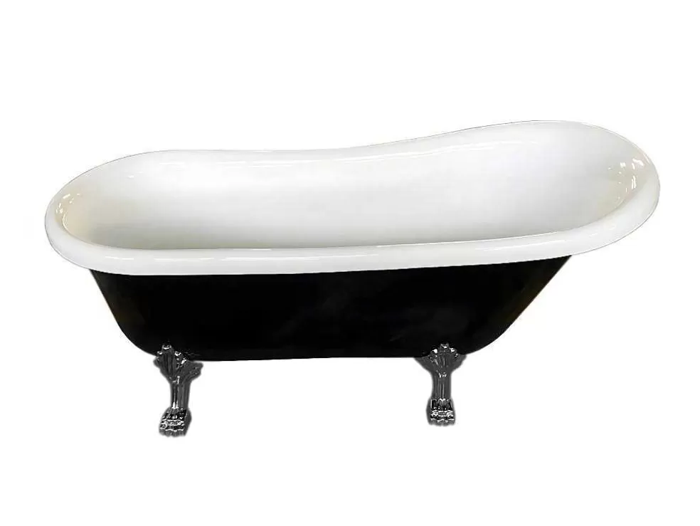 ELITESHOPPING Banheira De Ilha Retro 170 X 80 Cm Preta Com Pés Prateados Marigold Noir* Banheira Com Pés
