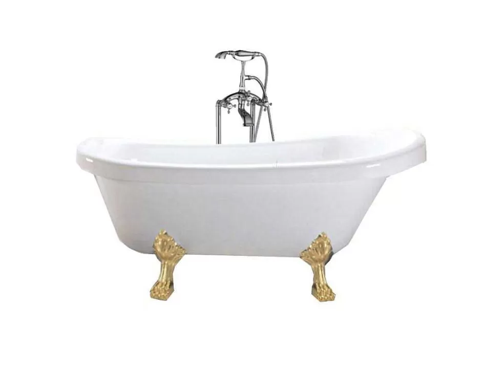ELITESHOPPING Banheira De Ilha Vintage 170 X 80 Cm Com Pés Dourados E Torneira - Marigold* Banheira Com Pés