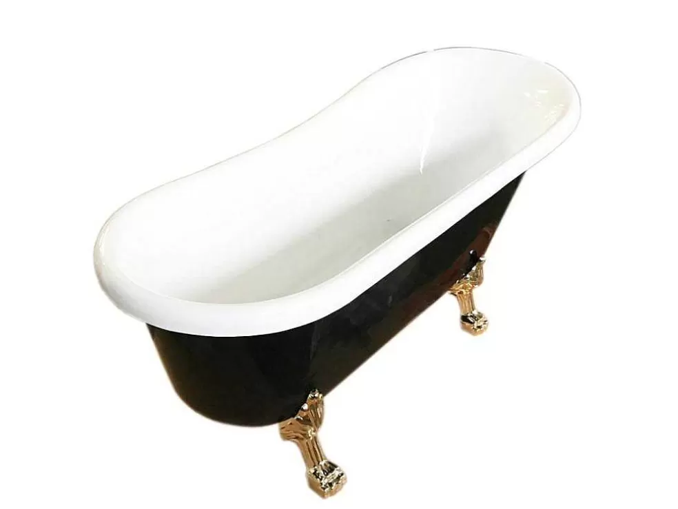 ELITESHOPPING Banheira De Ilha Vintage Preta 170 X 80 Cm Com Pés Dourados - Marigold Noir* Banheira Com Pés