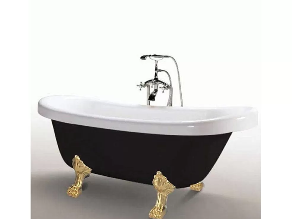 ELITESHOPPING Banheira De Ilha Vintage Preta 170 X 80 Cm Com Pés Dourados - Marigold Noir* Banheira Com Pés