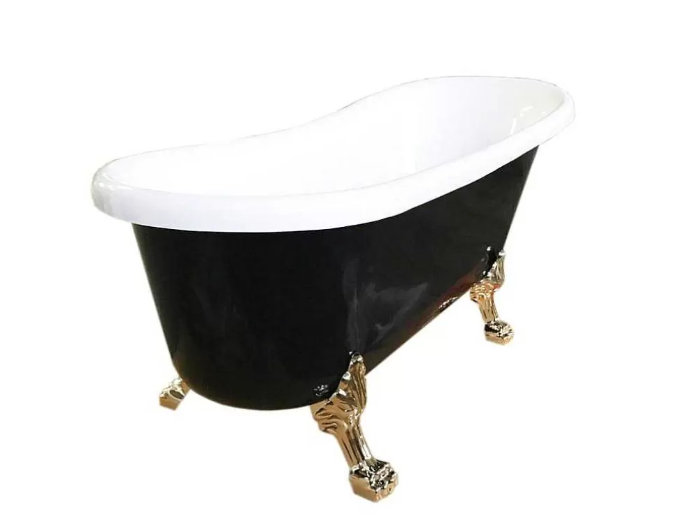 ELITESHOPPING Banheira De Ilha Vintage Preta 170 X 80 Cm Com Pés Dourados Com Torneira - Marigold Noir* Banheira Com Pés
