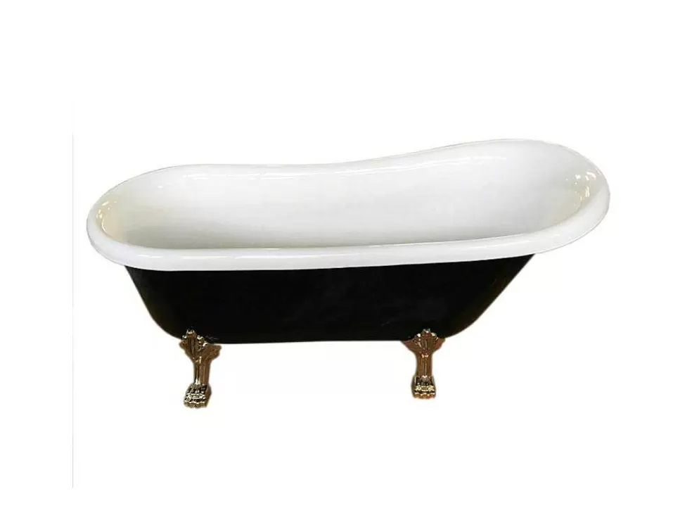 ELITESHOPPING Banheira De Ilha Vintage Preta 170 X 80 Cm Com Pés Dourados Com Torneira - Marigold Noir* Banheira Com Pés