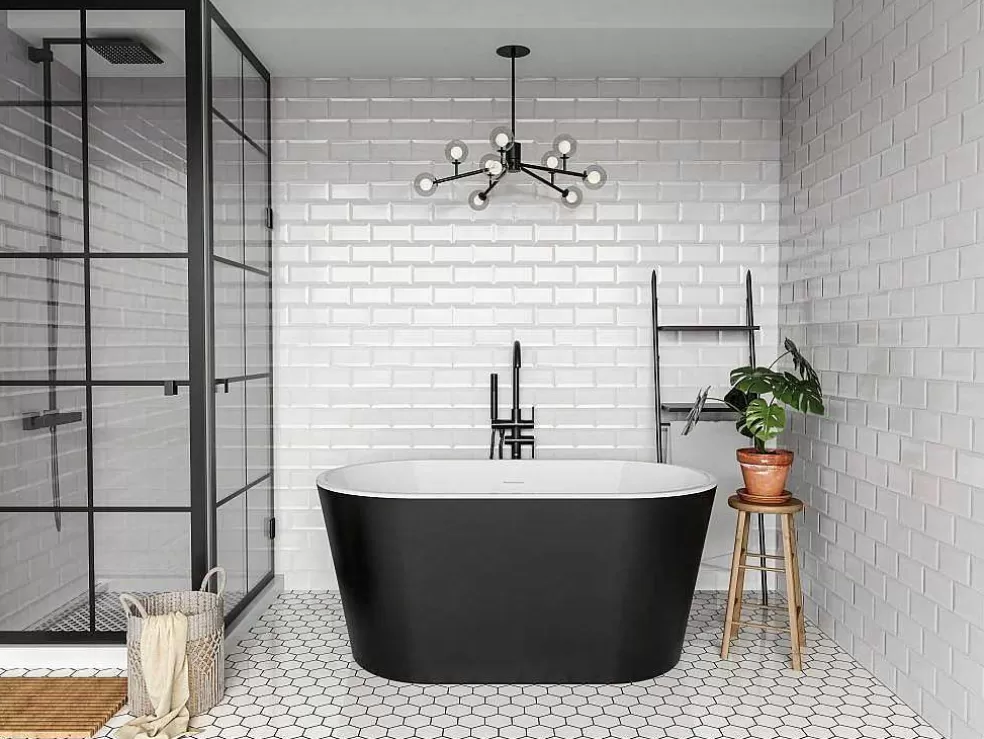 Shower & Design Banheira Oval Clássica, 180 L, 130 X 71 X 58 Cm Acrilico Preto - Apogon* Banheira De Pousar