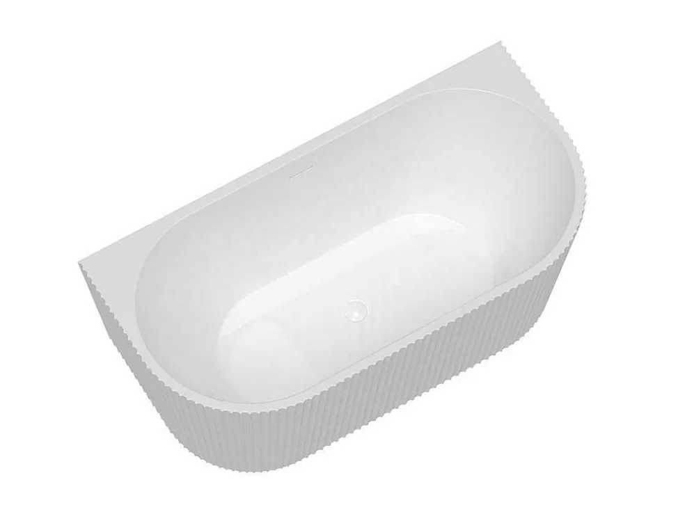 Shower & Design Banheira SemiClássica Estriada Em Acrilico Branco Brilhante 149 X 75 X 58 Cm - Zelina* Promoções Casa De Banho & Bem-Estar