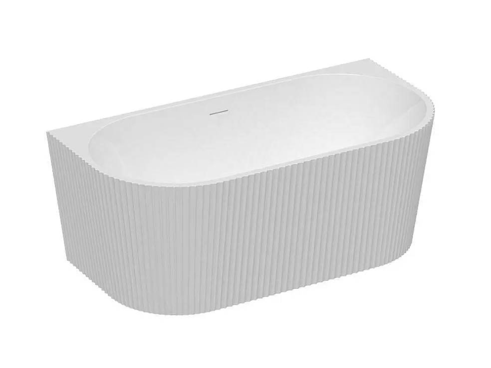 Shower & Design Banheira SemiClássica Estriada Em Acrilico Branco Brilhante 149 X 75 X 58 Cm - Zelina* Promoções Casa De Banho & Bem-Estar