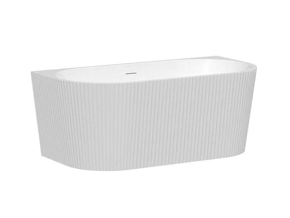 Shower & Design Banheira SemiClássica Estriada Em Acrilico Branco Brilhante 149 X 75 X 58 Cm - Zelina* Promoções Casa De Banho & Bem-Estar