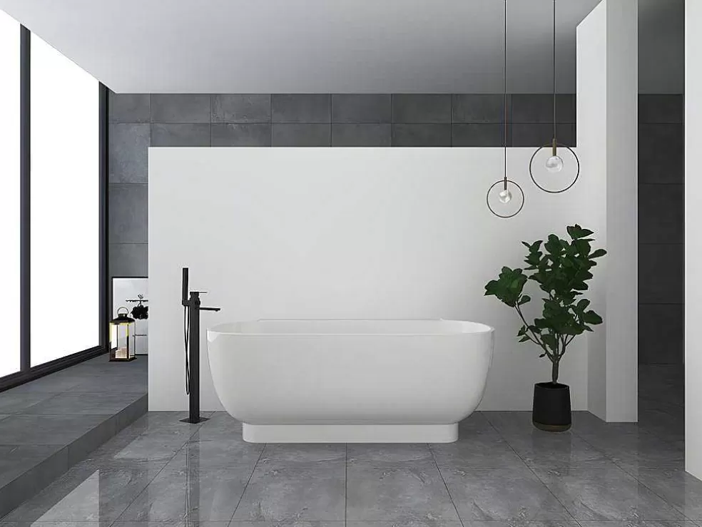Shower & Design Banheira Semi-Clássica Oval De 240 L, Dimensoes 150 X 76 X 58 Cm Cor Branco Em Acrilico - Vogler* Banheira De Pousar E Encostar