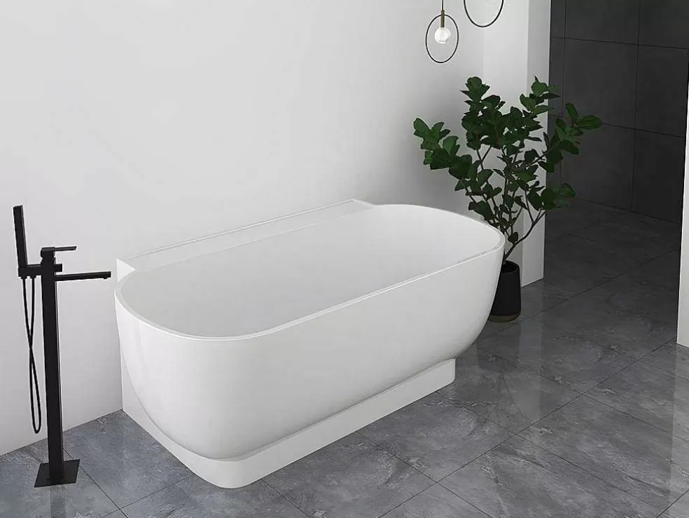 Shower & Design Banheira Semi-Clássica Oval De 240 L, Dimensoes 150 X 76 X 58 Cm Cor Branco Em Acrilico - Vogler* Banheira De Pousar E Encostar