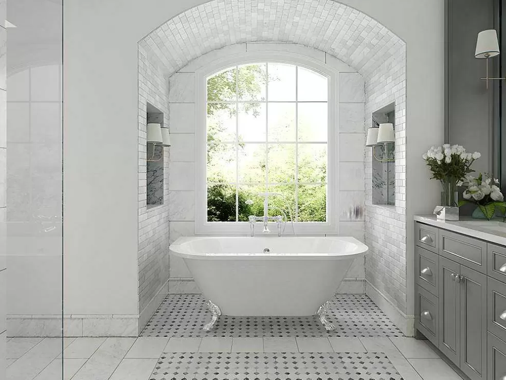 Shower & Design Banheira Semi-Clássica Retro Com Pés De 154 L Dimensoes 150 X 74 X 61 Cm Cor Branco Em Acrilico - Sparus* Banheira De Pousar E Encostar