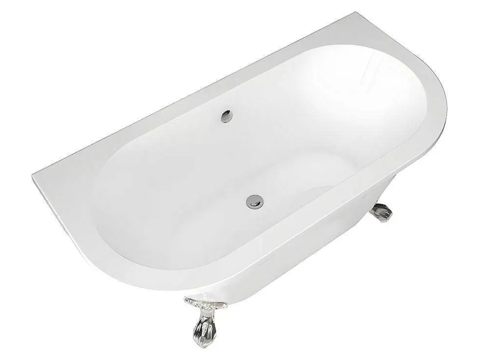 Shower & Design Banheira Semi-Clássica Retro Com Pés De 154 L Dimensoes 150 X 74 X 61 Cm Cor Branco Em Acrilico - Sparus* Banheira De Pousar E Encostar